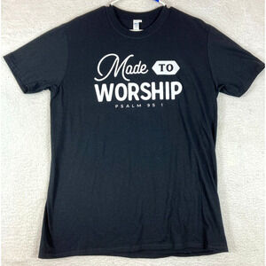 Gildan‎ Soft Style Graphic Tee Shirt Made To Worship Large Short Sleeve Black